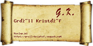 Grüll Kristóf névjegykártya